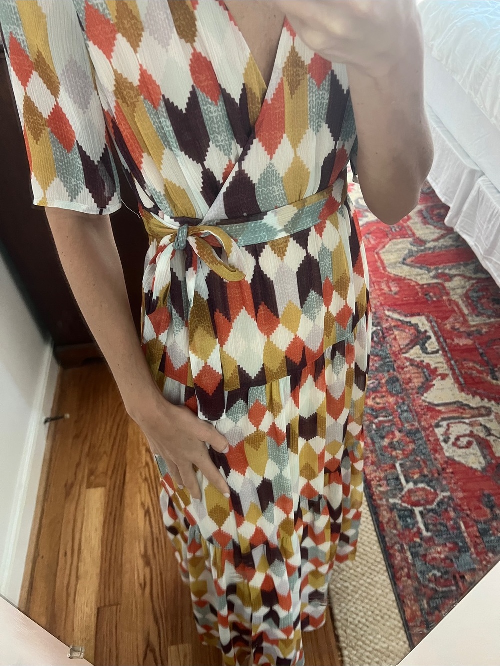 Roller Rabbit Multi-Color Geometric Wrap Maxi Dress - Picture 2 of 6
